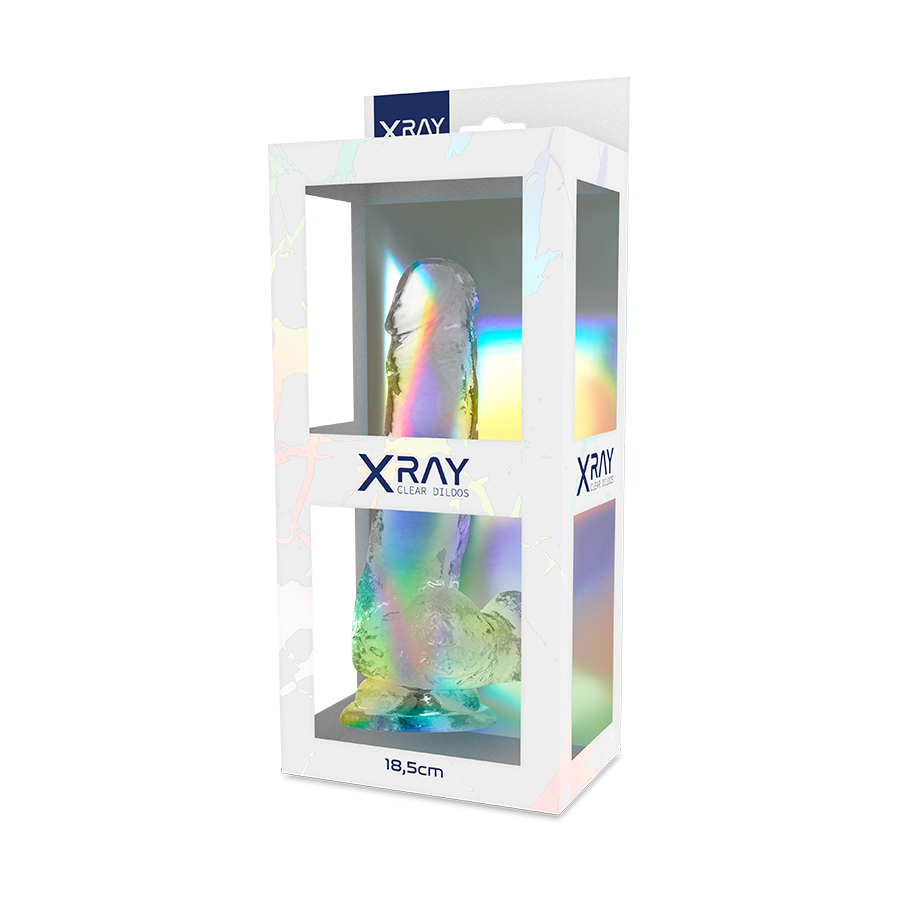 X RAY - TRANSPARENT DILDO WITH BALLS 18.5 CM -O- 3.8 CM