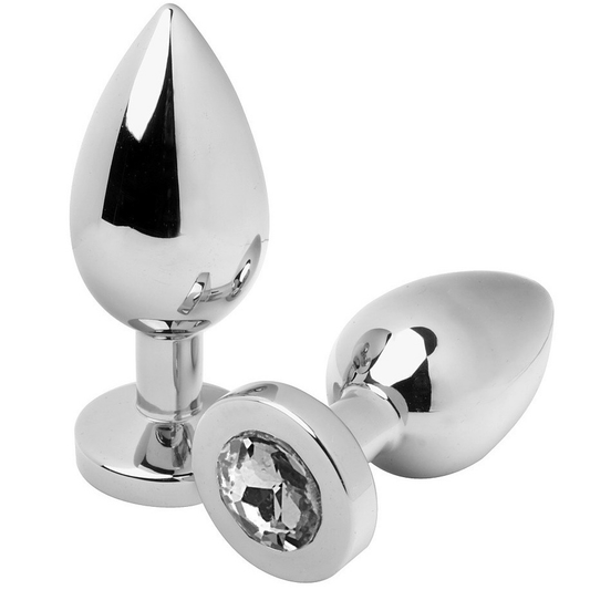 METAL HARD - SMALL CLEAR DIAMOND ANAL PLUG 5.71CM