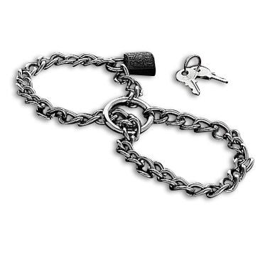 HARD METAL - HARD METAL HANDCUFFS WITH STAINLESS STEEL CHAIN.