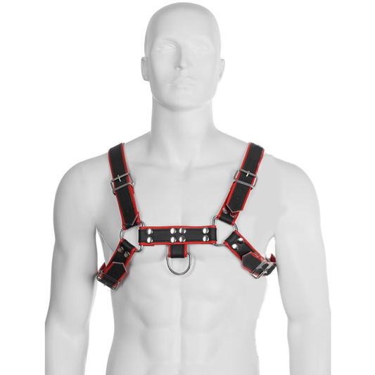 LEDERBODY - SCHWARZ/ROT III HARNESS