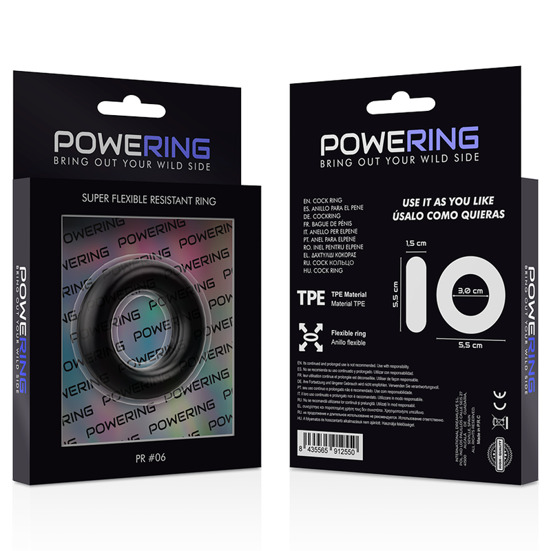 POWERING - SUPER FLEXIBLER UND WIDERSTANDSFÄHIGER PENISRING 5,5 CM PR06 SCHWARZ