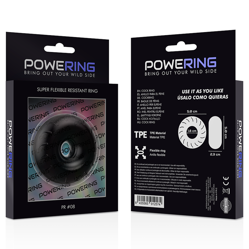 POWERING - ANEL PARA PÊNIS SUPER FLEXÍVEL E RESISTENTE 5CM PR08 PRETO