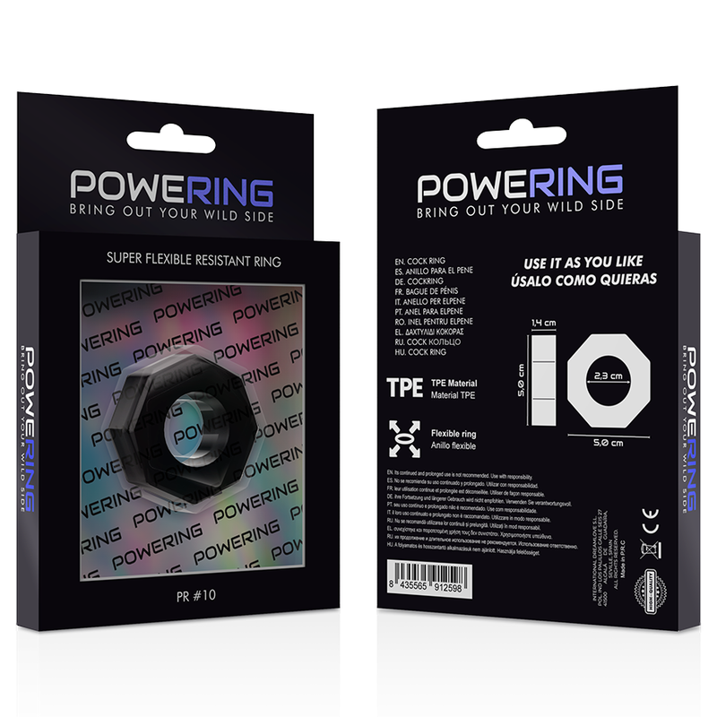 POWERING - ANEL PARA O PÉNIS SUPER FLEXÍVEL E RESISTENTE 5CM PR10 PRETO