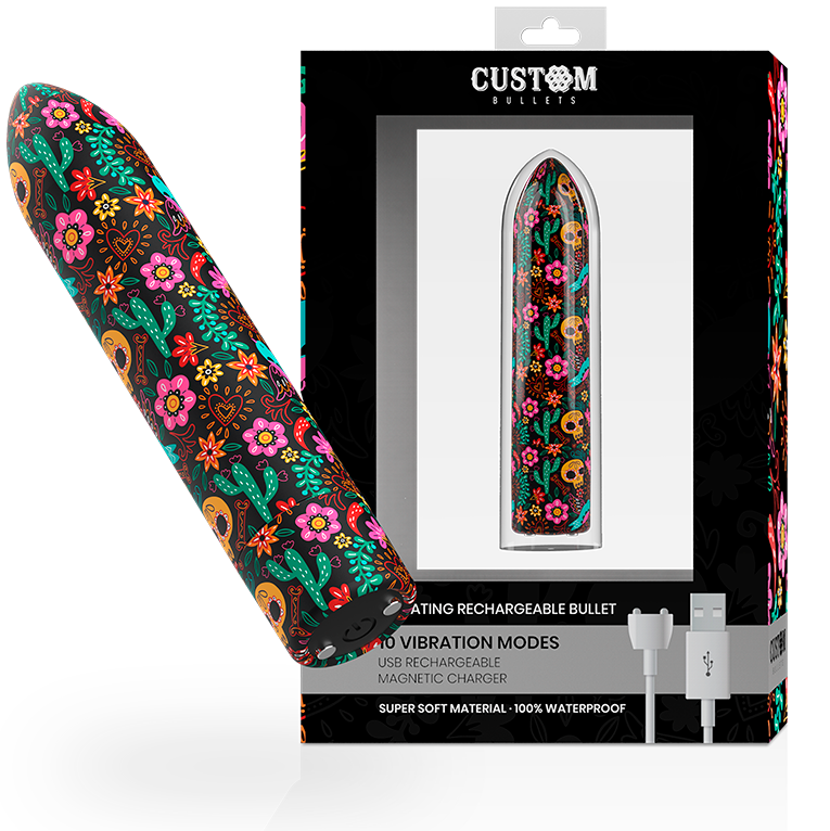 CUSTOM BULLETS - CUSTOM FLORAL RECHARGEABLE BULLETS 10 INTENSITIES