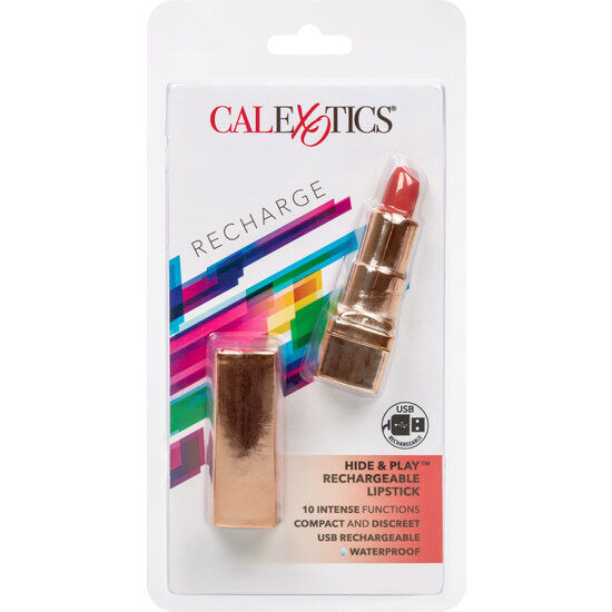 CALEXOTICS - HIDE &amp; PLAY RED RECHARGEABLE LIPSTICK BULLET