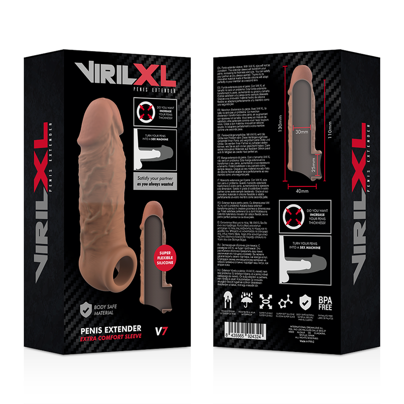 VIRILXL - V7 LIQUID SILICONE PENIS EXTENSION BROWN