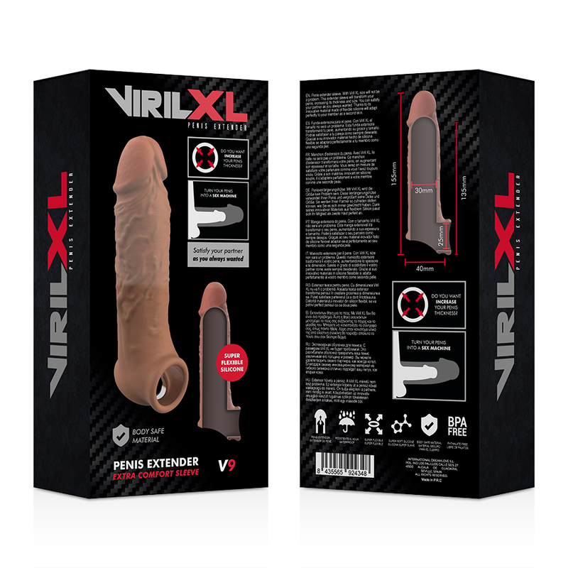 VIRILXL - V9 LIQUID SILICONE PENIS EXTENSION BROWN