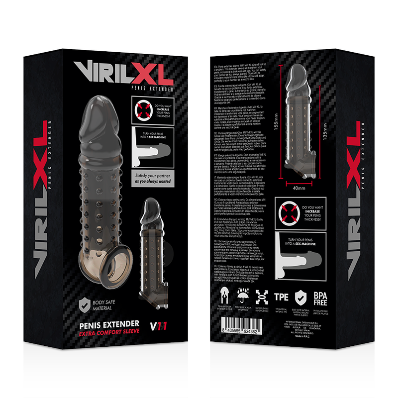 VIRILXL - V11 BLACK PENIS EXTENSION AND SHEATH