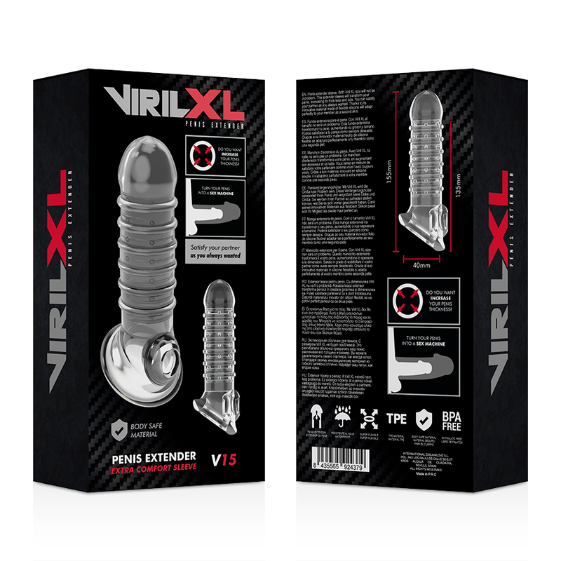 VIRILXL - PENIS EXTENSION AND TRANSPARENT V15 SHEATH