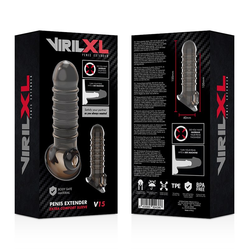 VIRILXL - V15 BLACK PENIS EXTENSION AND SHEATH