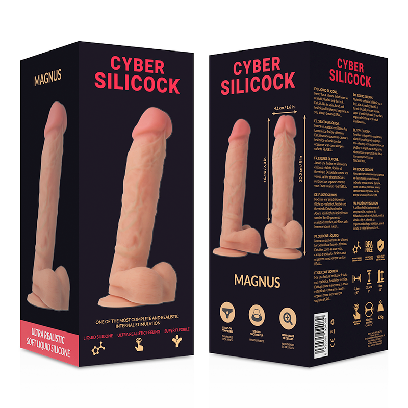 CYBER SILICOCK - DONG DE SILICONE LÍQUIDO MACIO ULTRA REALISTA 20.5 CM -O- 4.1 CM