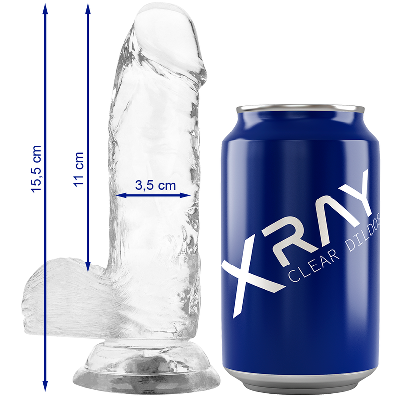 X RAY - SICHERHEITSGURT + TRANSPARENTER DILDO MIT KUGELN 15,5 CM -O- 3,5 CM