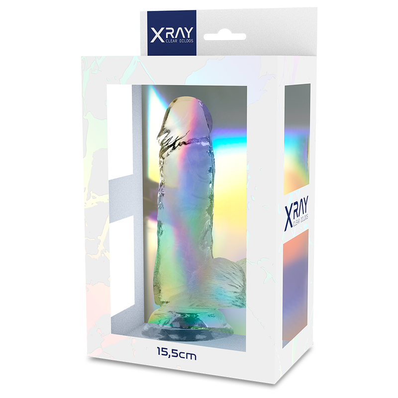 X RAY - SICHERHEITSGURT + TRANSPARENTER DILDO MIT KUGELN 15,5 CM -O- 3,5 CM