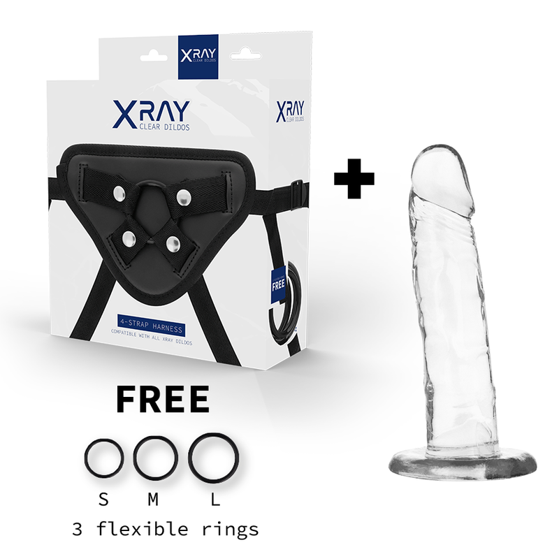 X RAY - HARNESS + TRANSPARENTER DILDO 18 CM -O- 4 CM