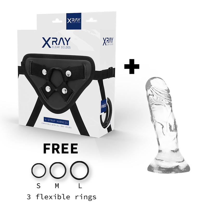 X RAY - HARNESS + TRANSPARENTER DILDO 12 CM -O- 2,6 CM