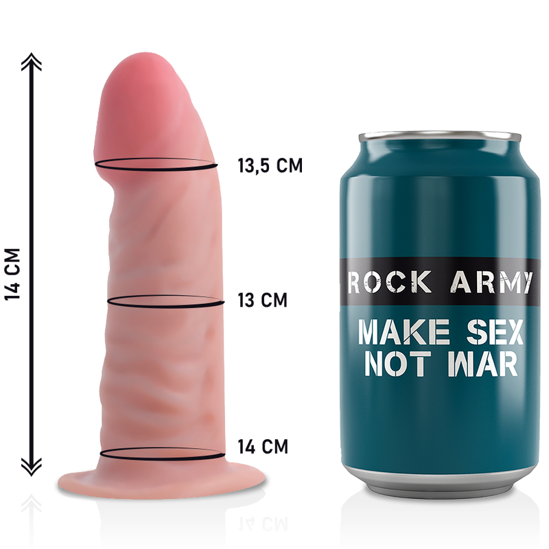 ROCKARMY - HARNESS + REALISTISCHER TIGERDILDO MIT DOPPELTER DICHTE 14 CM -O- 4,46 CM