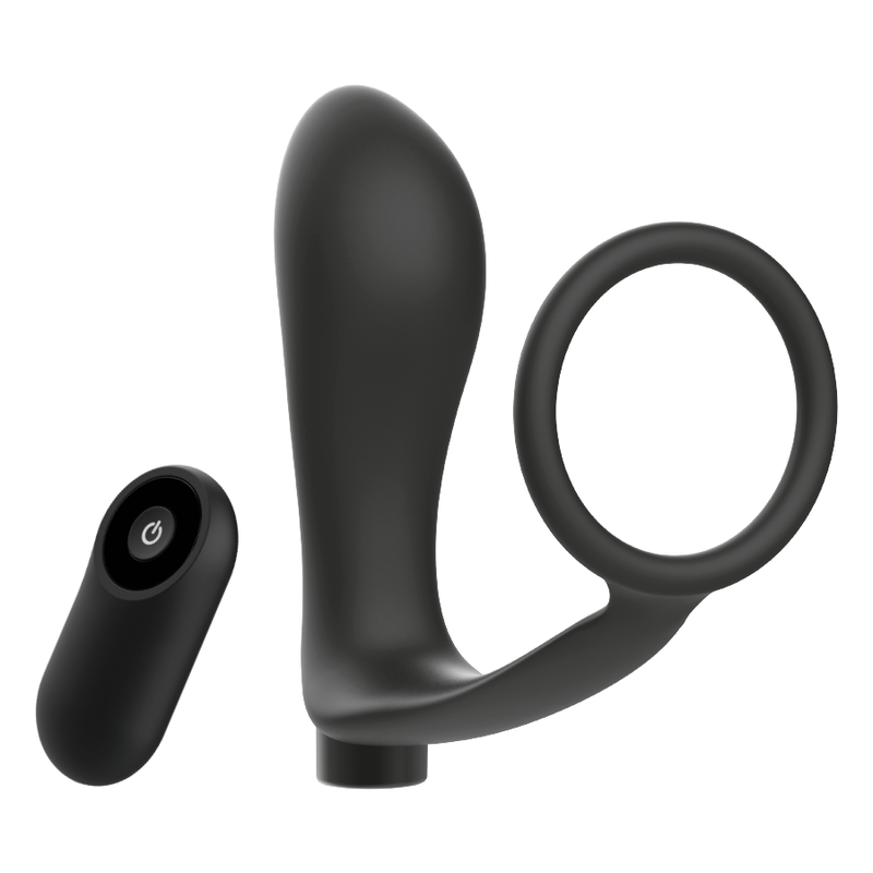 ADDICTED TOYS - REMOTE CONTROLLED COCK RING BLACK RECHARGEABLE ANAL PLUG