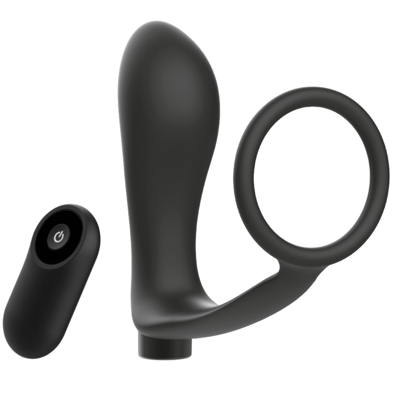 ADDICTED TOYS - REMOTE CONTROLLED COCK RING BLACK RECHARGEABLE ANAL PLUG