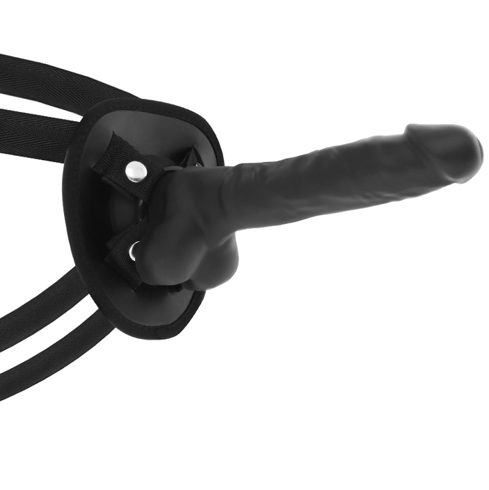 COCK MILLER - HARNESS + SILICONE DENSITY ARTICULABLE BLACK COCKSIL 19.5 CM